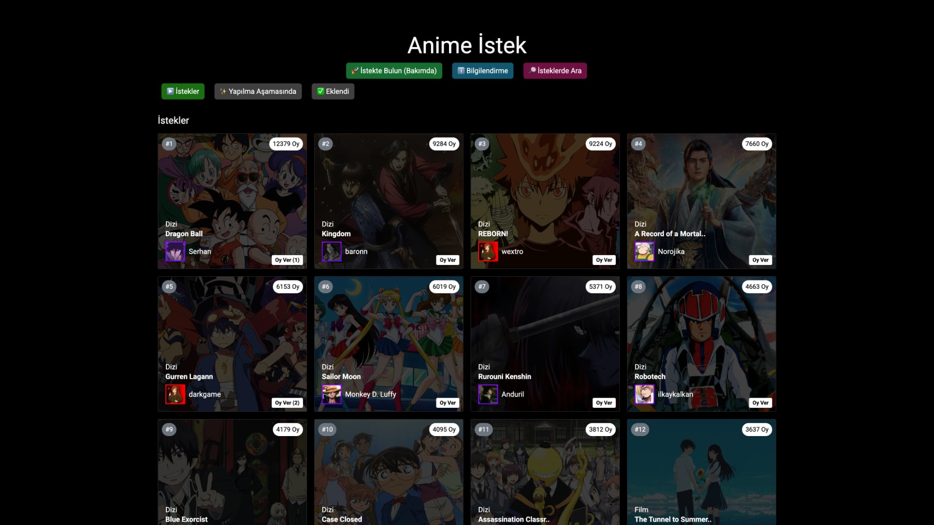 Anime istek sayfası